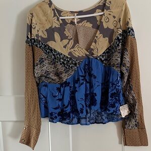 Free People Multicolor Patchwork Blouse